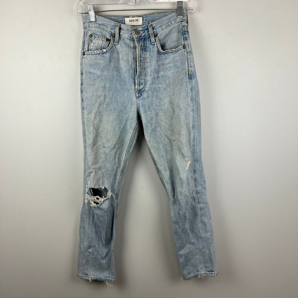 Agolde Riley High Rise Straight Crop Jeans Size 23 - Picture 4 of 7